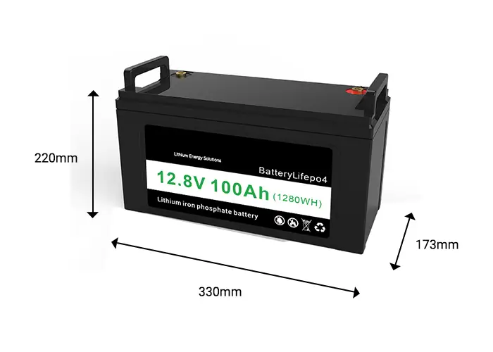 12.8V 100Ah 磷酸铁锂充电电池尺寸