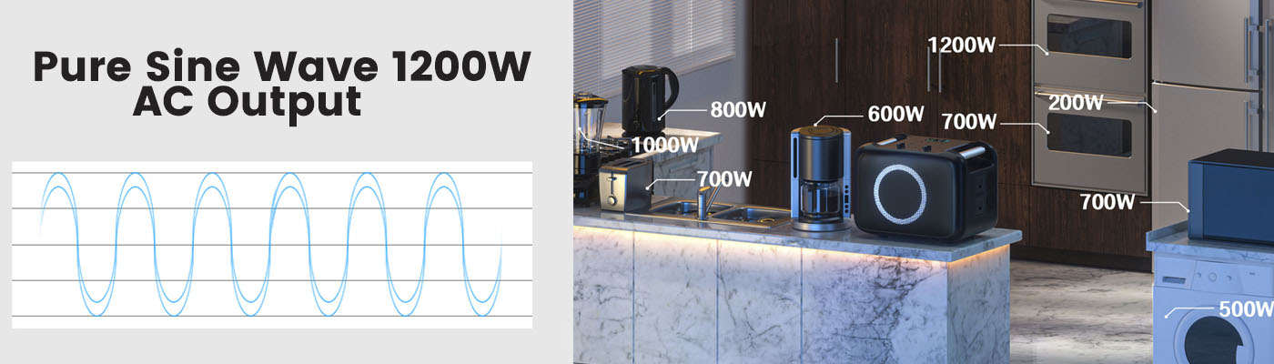 纯正弦波1200W AC输出