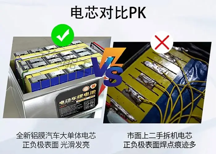 全新铝膜电芯与二手电芯对比