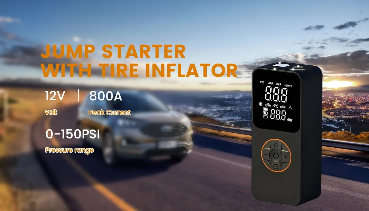 12V便携式汽车应急启动器,带轮胎充气功能,最大充气压力150PS 12V便携式汽车应急启动器,带轮胎充气功能,最大充气压力150PS