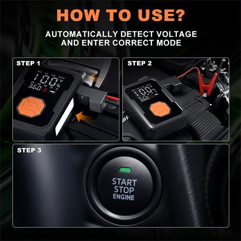 便携式带打气泵12V汽车应急启动器