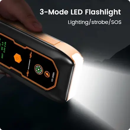 这款汽车应急启动器带有三模式LED手电筒