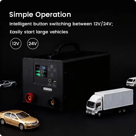 这款汽车应急启动器配备智能按钮，操作简便。